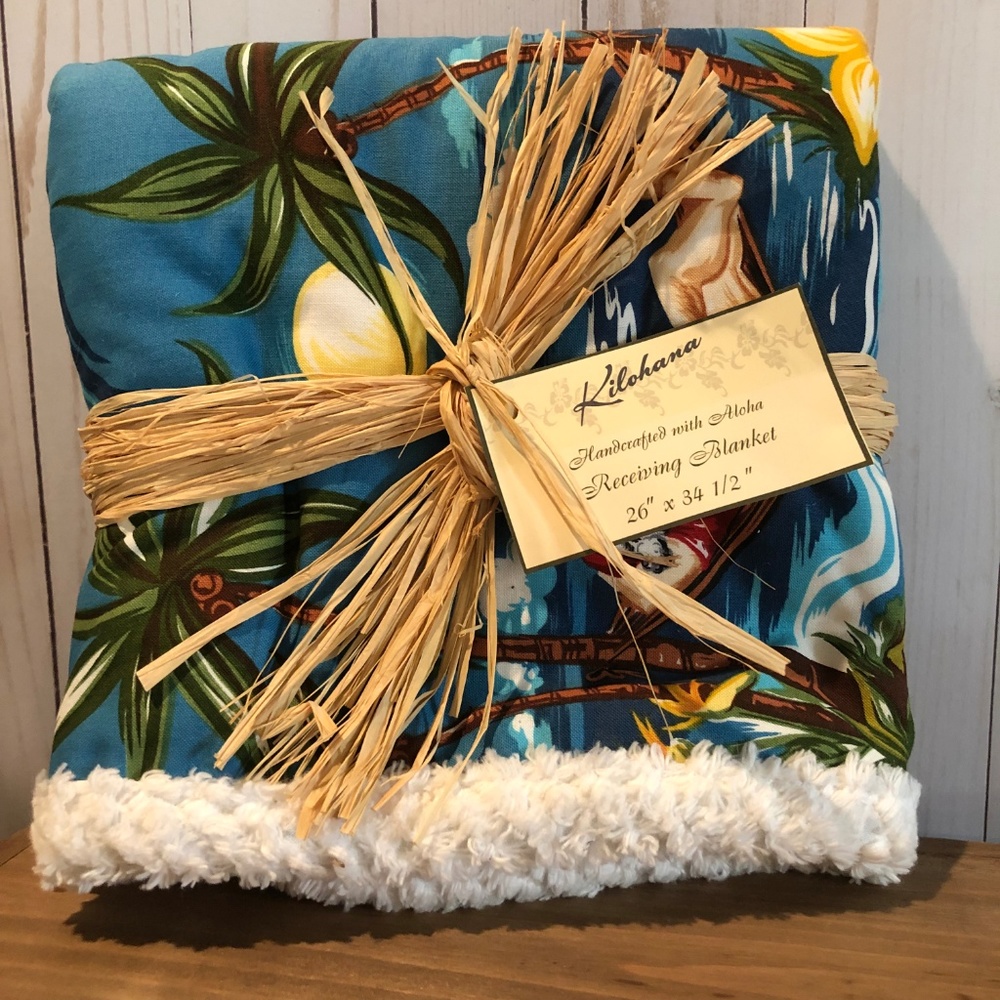 Kilohana SurfsUp Hawaiian Santa Claus Baby Blanket